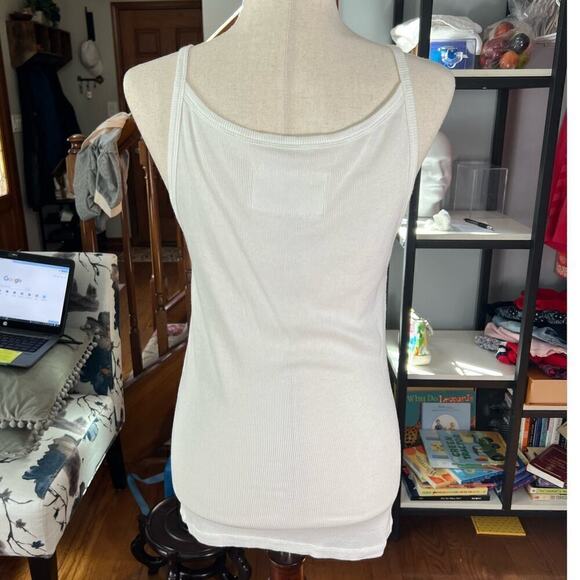 Lot of 2 Ribbed Tank Tops Plunging Neckline Beaded White & Maroon size XL, 14/16 - Picture 3 of 11